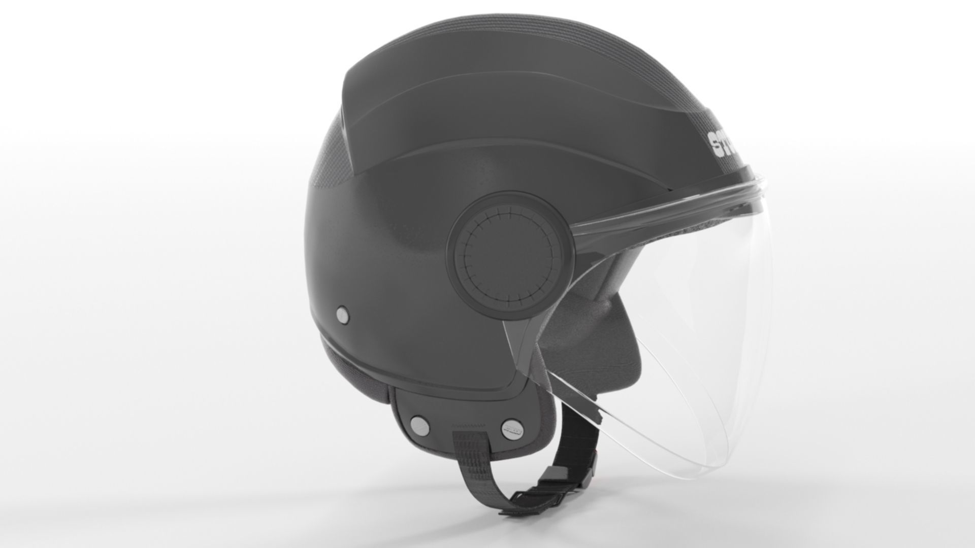 Studds Urban Black with Black Strip Open Face Helmet Low-poly 3D model_7