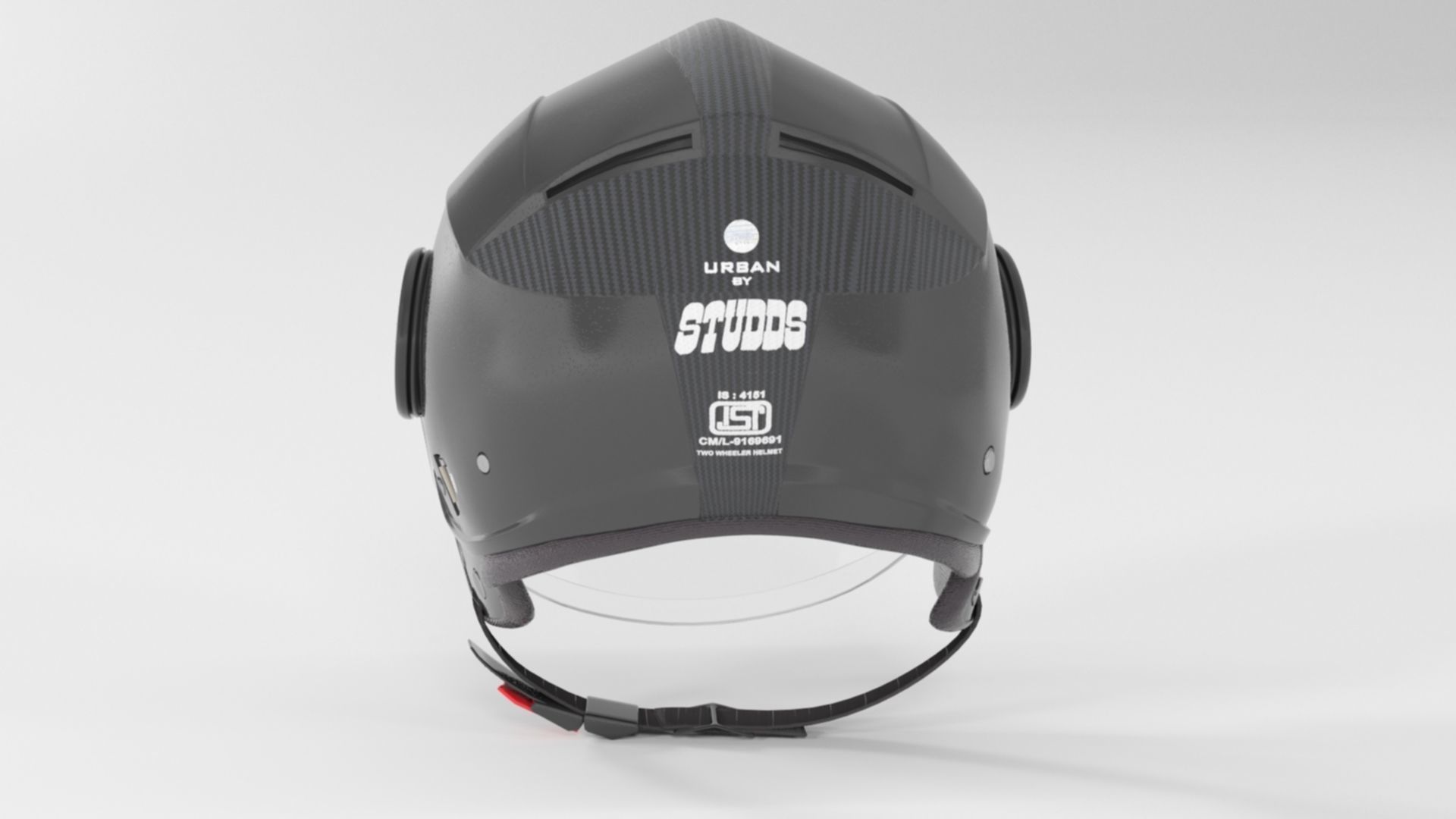 Studds Urban Black with Black Strip Open Face Helmet Low-poly 3D model_5