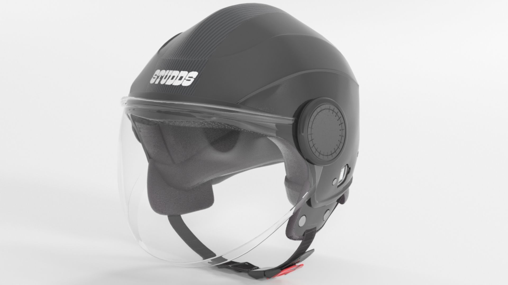 Studds Urban Black with Black Strip Open Face Helmet Low-poly 3D model_3