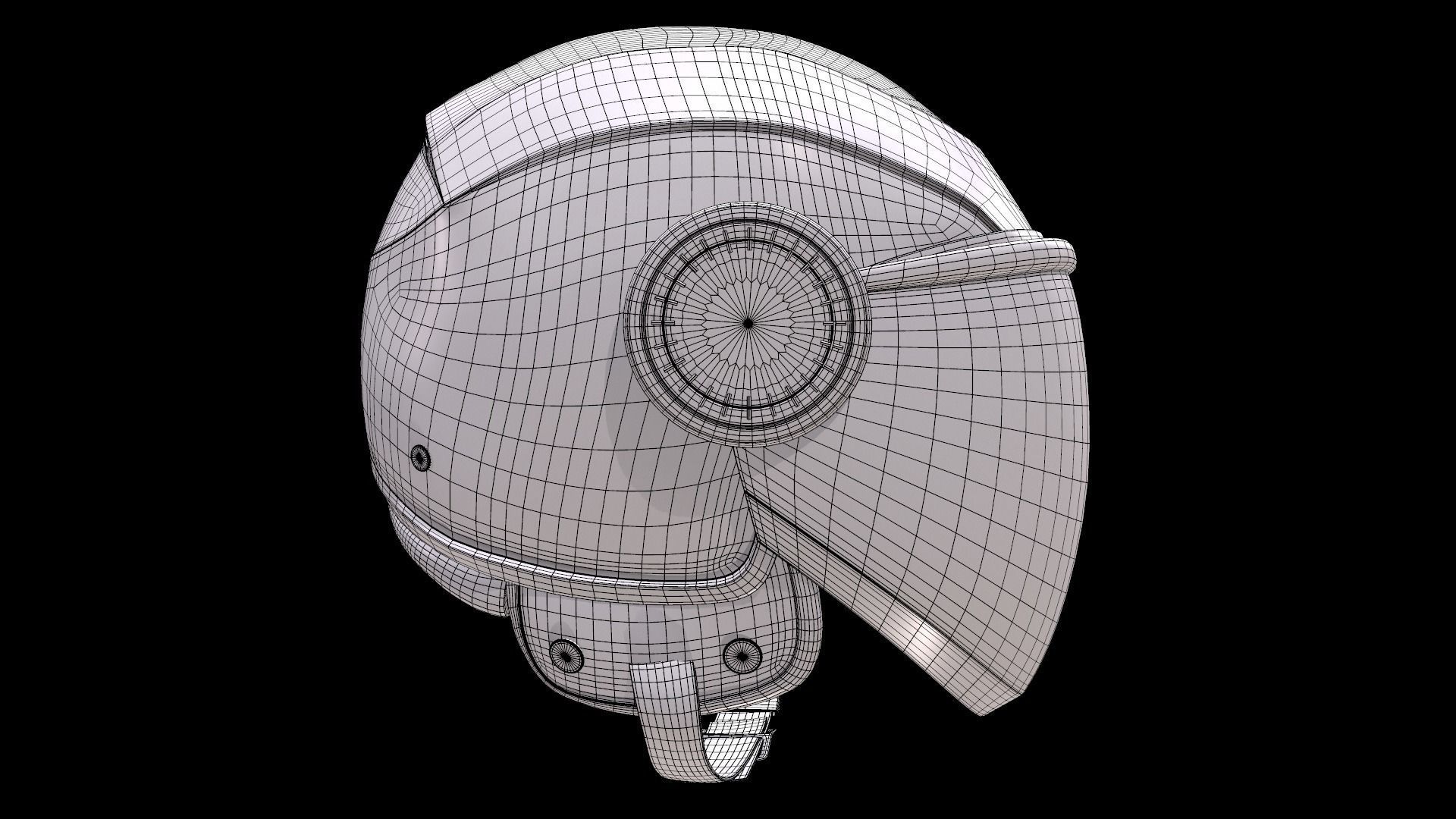 Studds Urban Black with Black Strip Open Face Helmet Low-poly 3D model_10