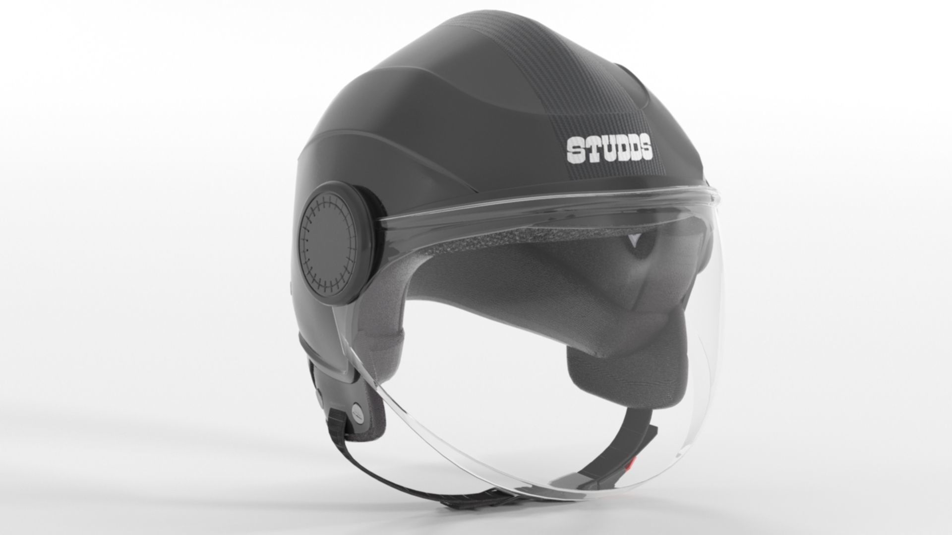 Studds Urban Black with Black Strip Open Face Helmet Low-poly 3D model_8