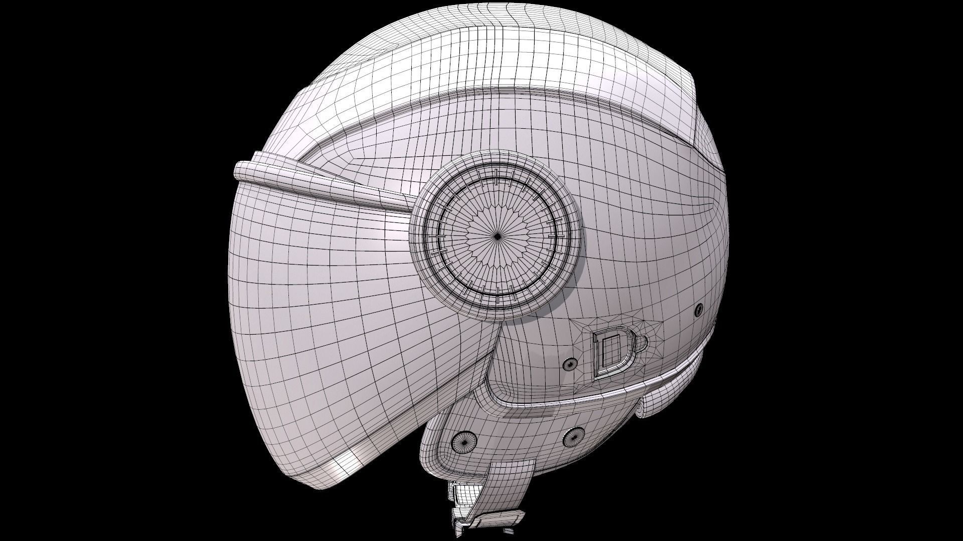 Studds Urban Black with Black Strip Open Face Helmet Low-poly 3D model_12