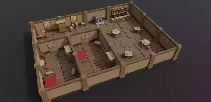 Stylized Medieval Tavern Scene - 1 