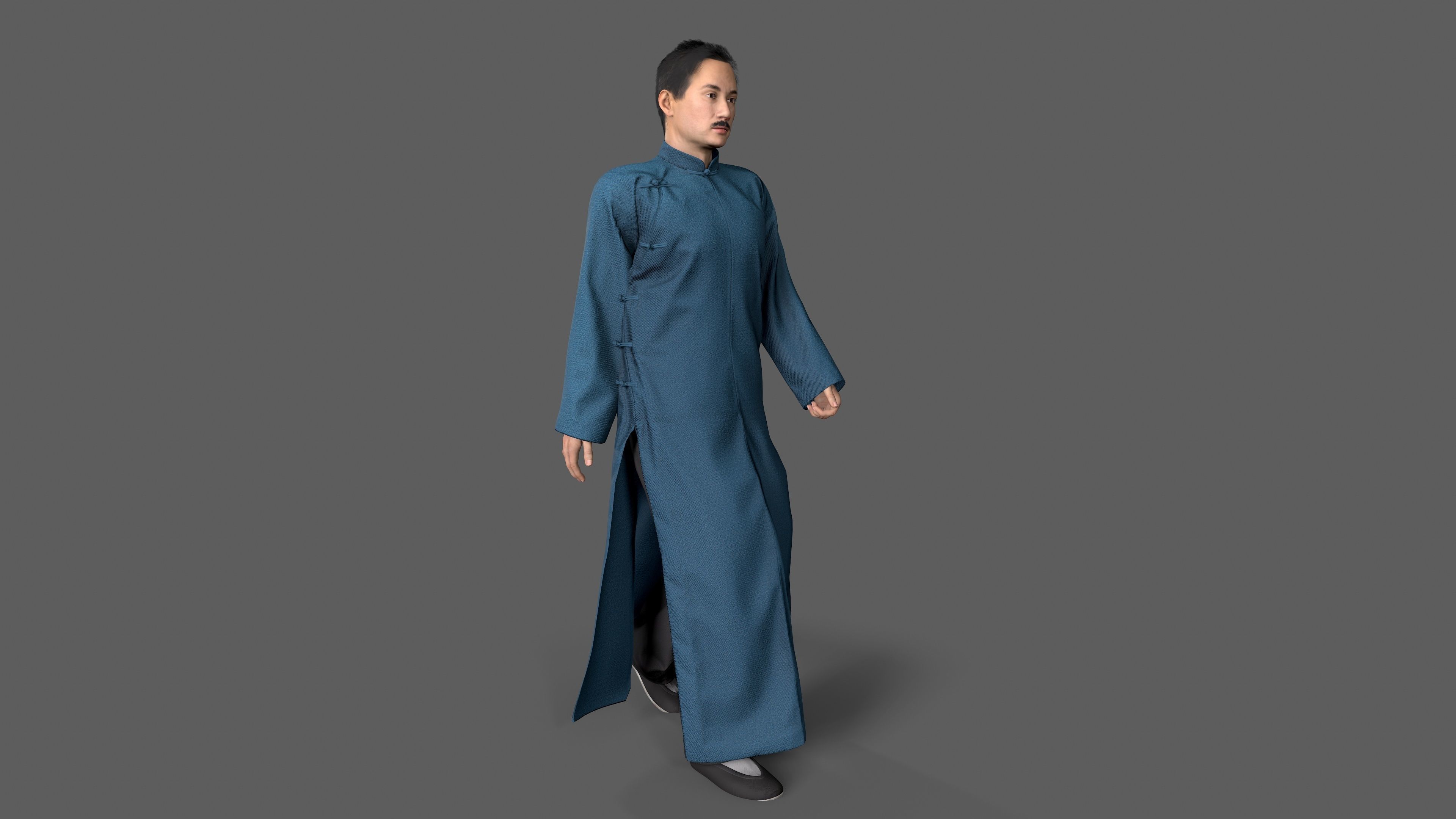 Asian character people Low-poly 3D model_11