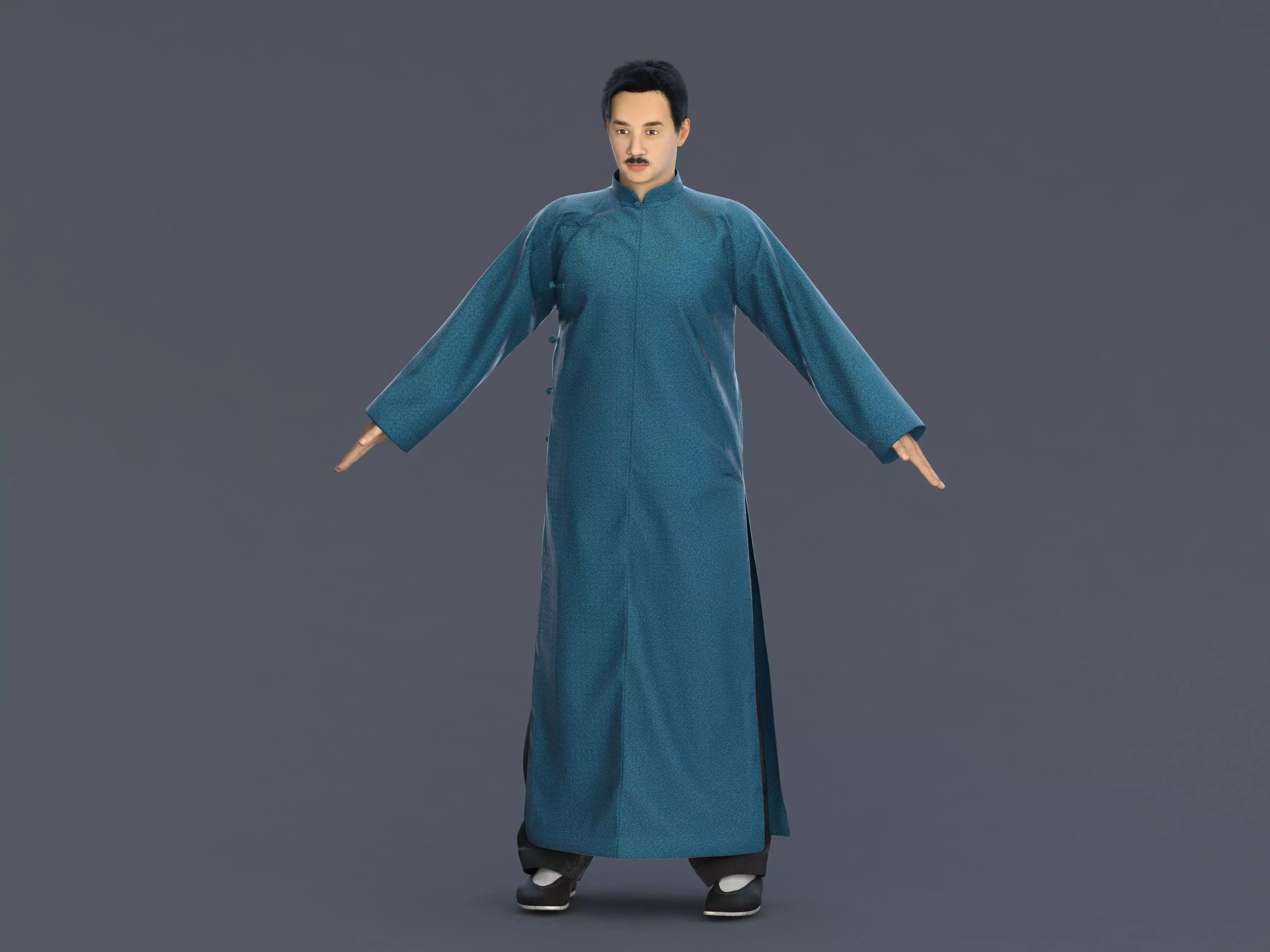 Asian character people Low-poly 3D model_0