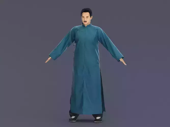 Asian character people Low-poly 3D model