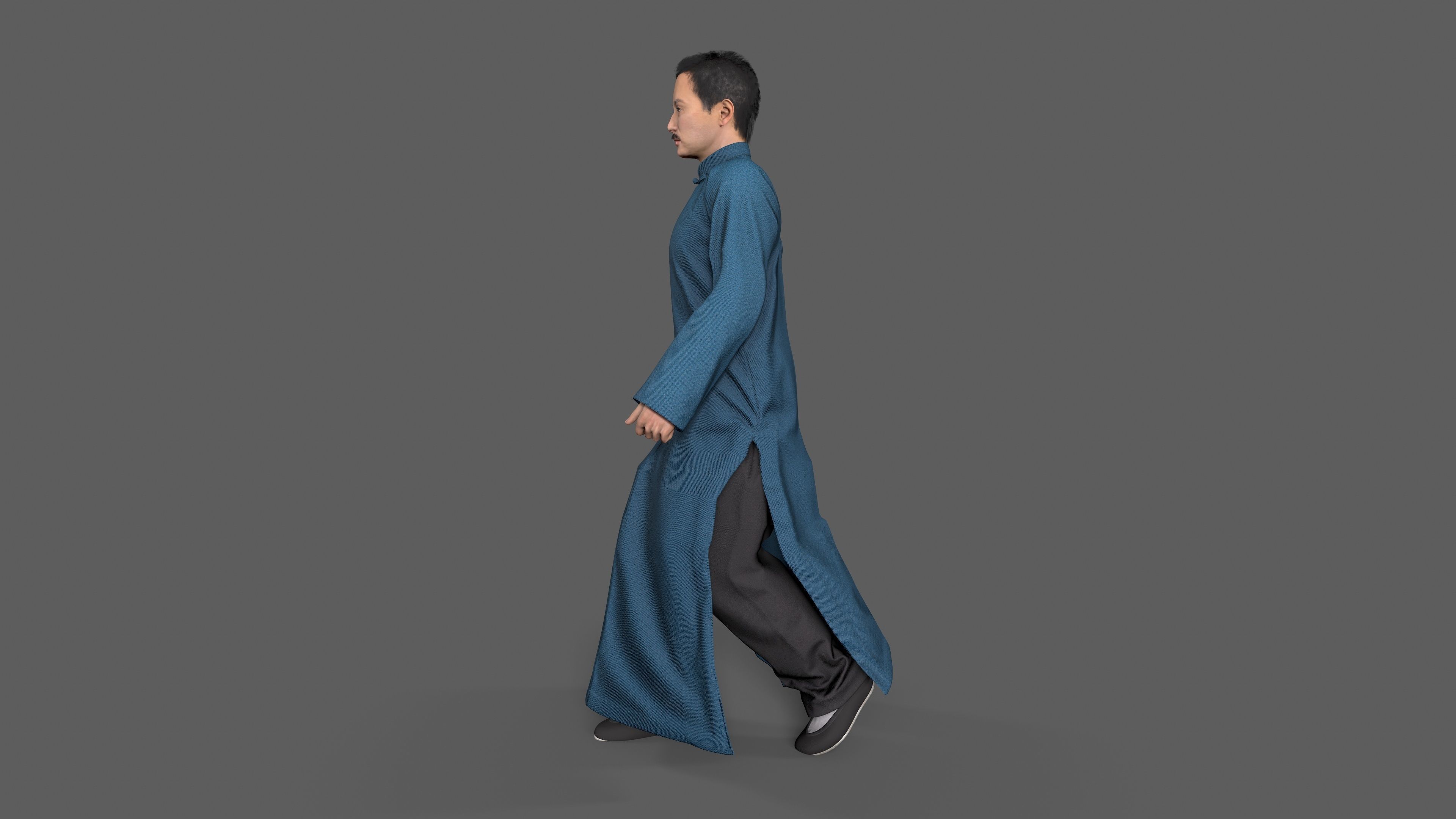 Asian character people Low-poly 3D model_9