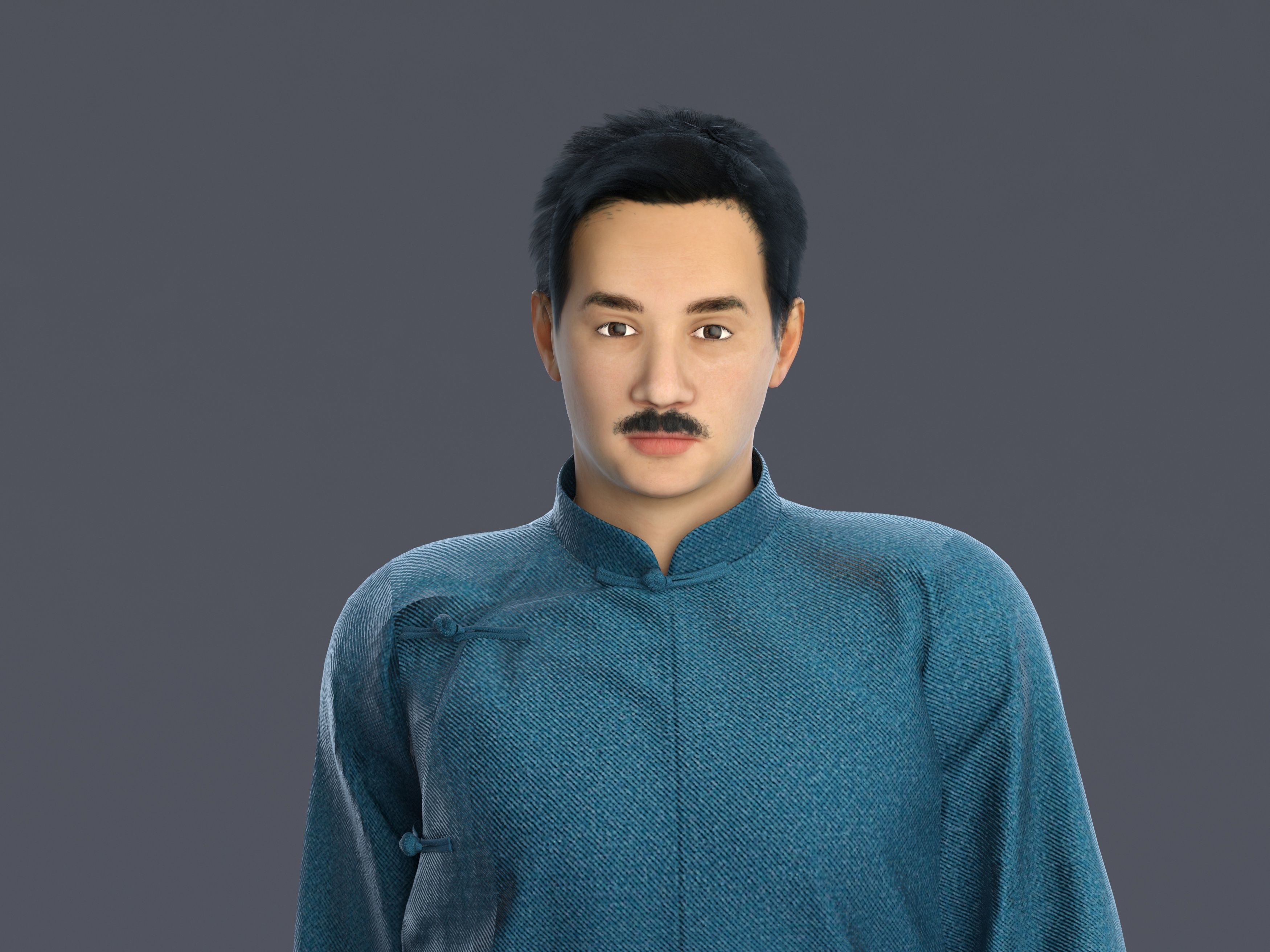 Asian character people Low-poly 3D model_6