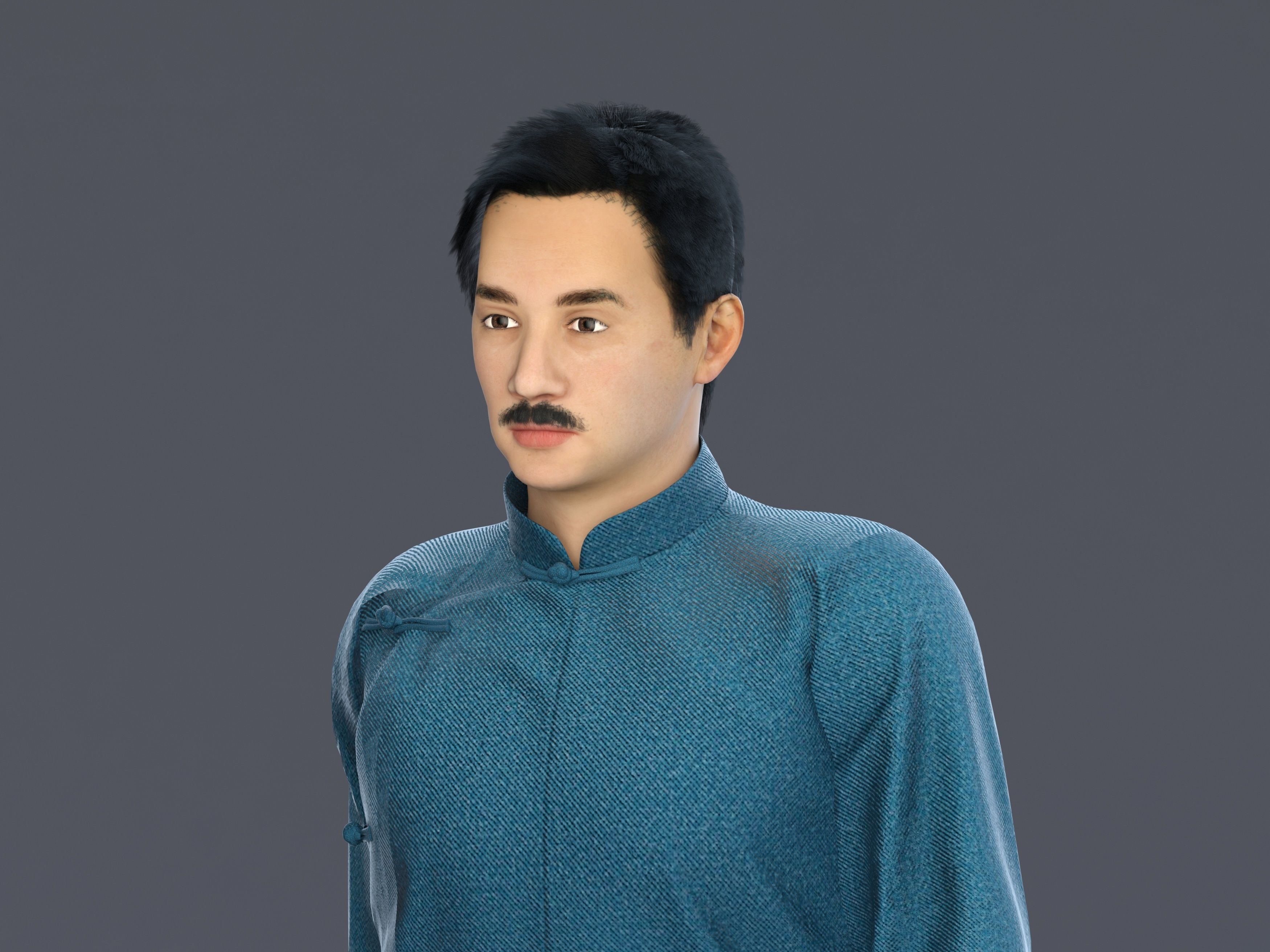 Asian character people Low-poly 3D model_5