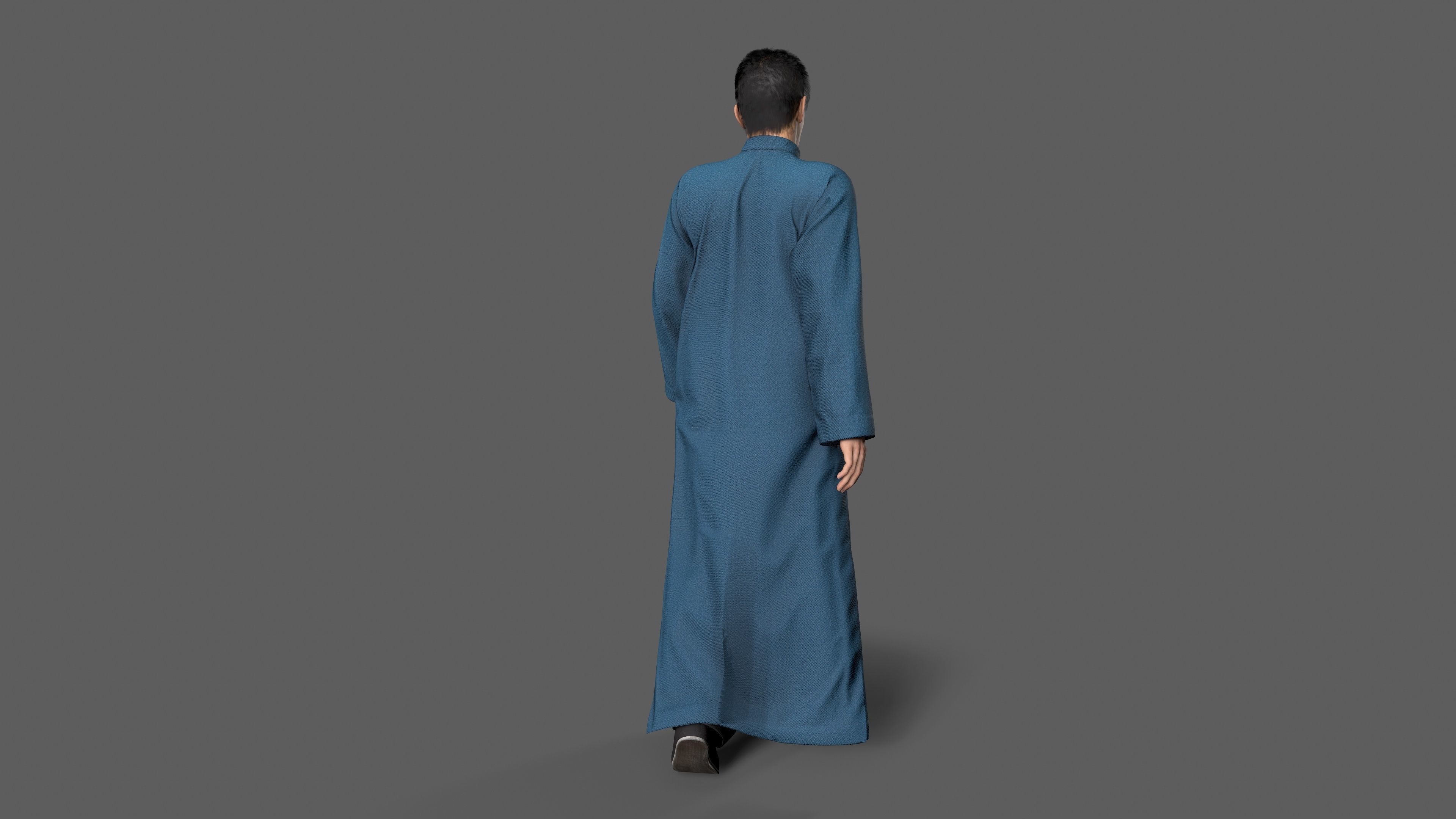 Asian character people Low-poly 3D model_8