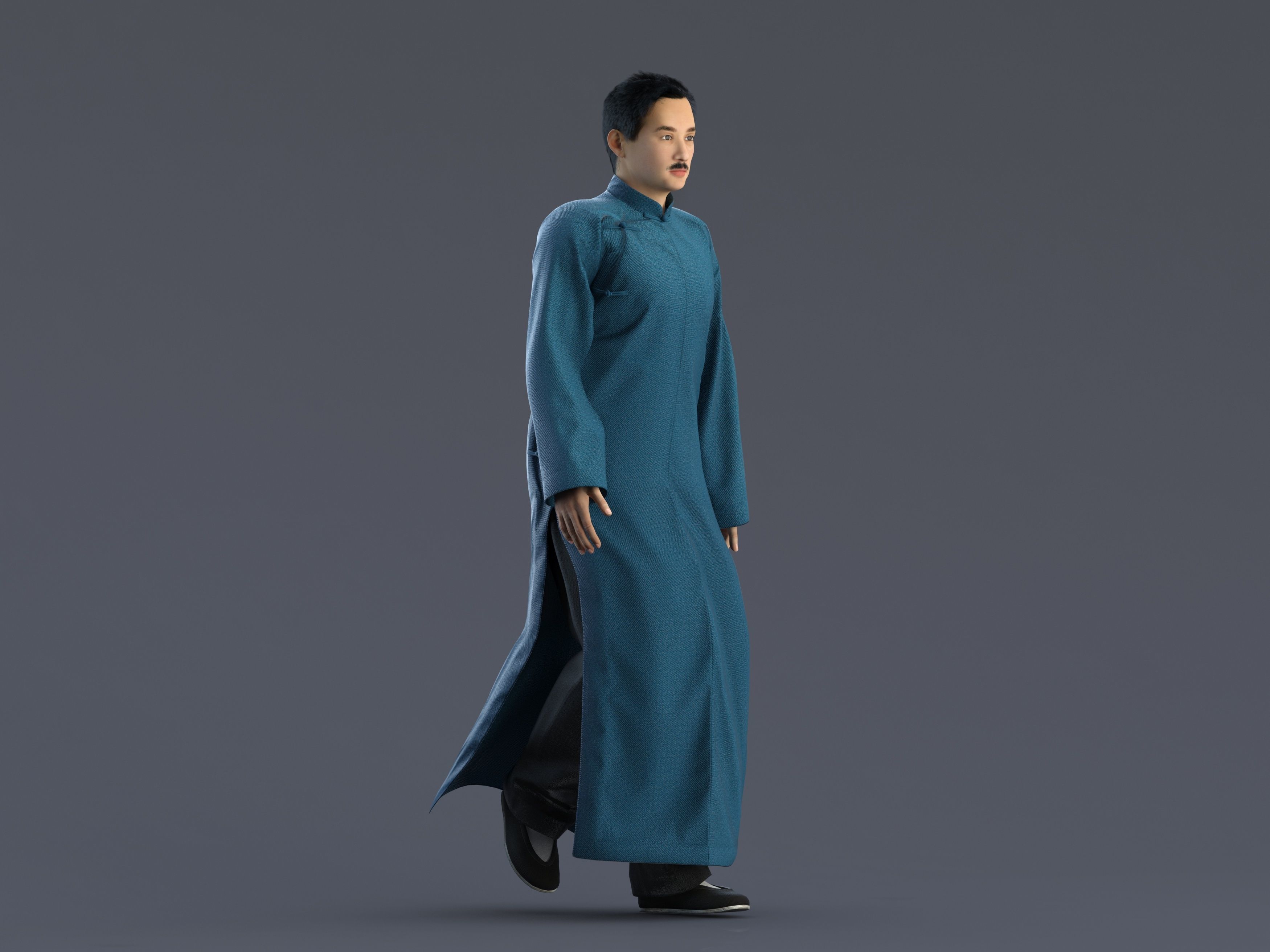 Asian character people Low-poly 3D model_3