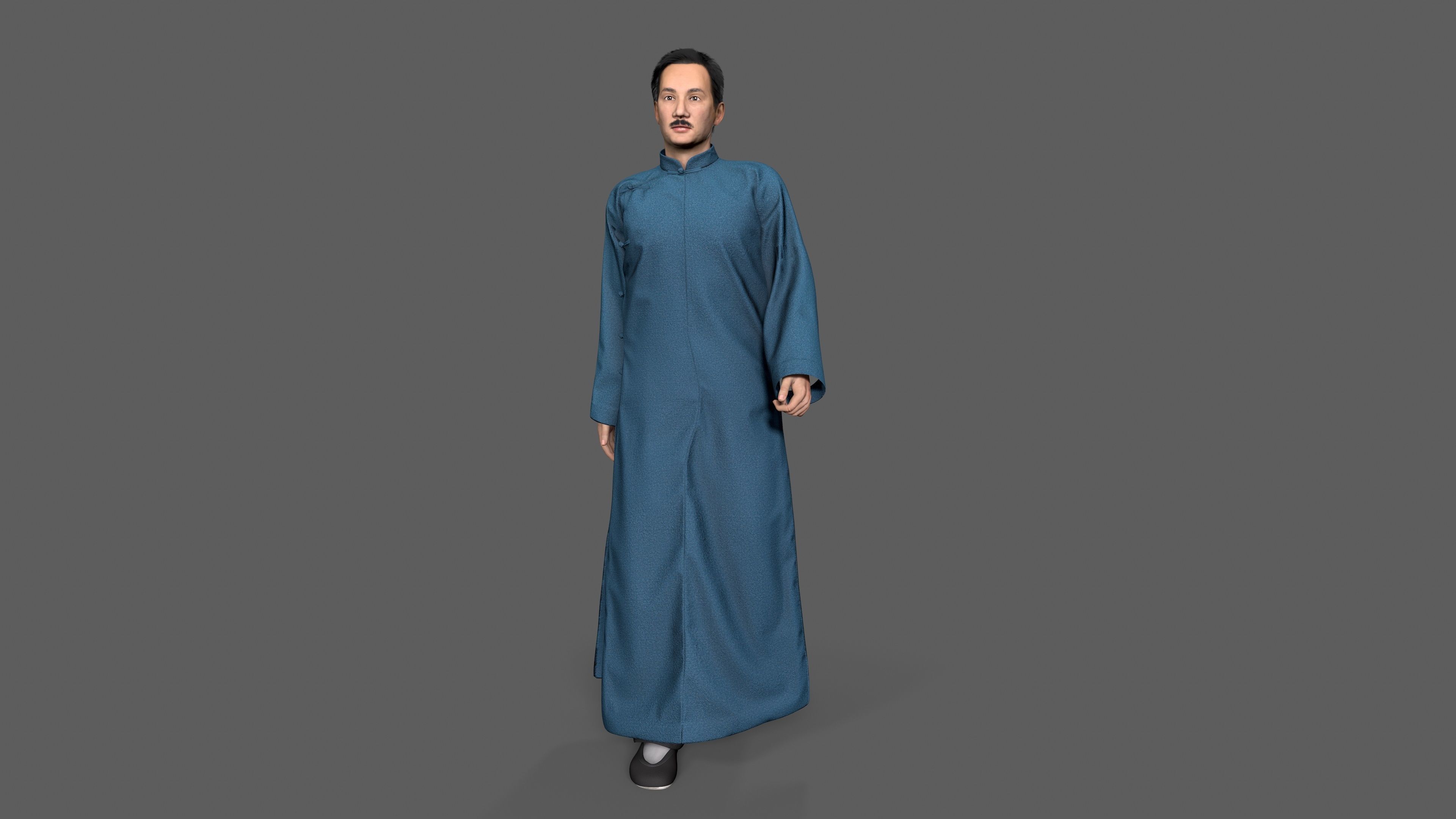 Asian character people Low-poly 3D model_10