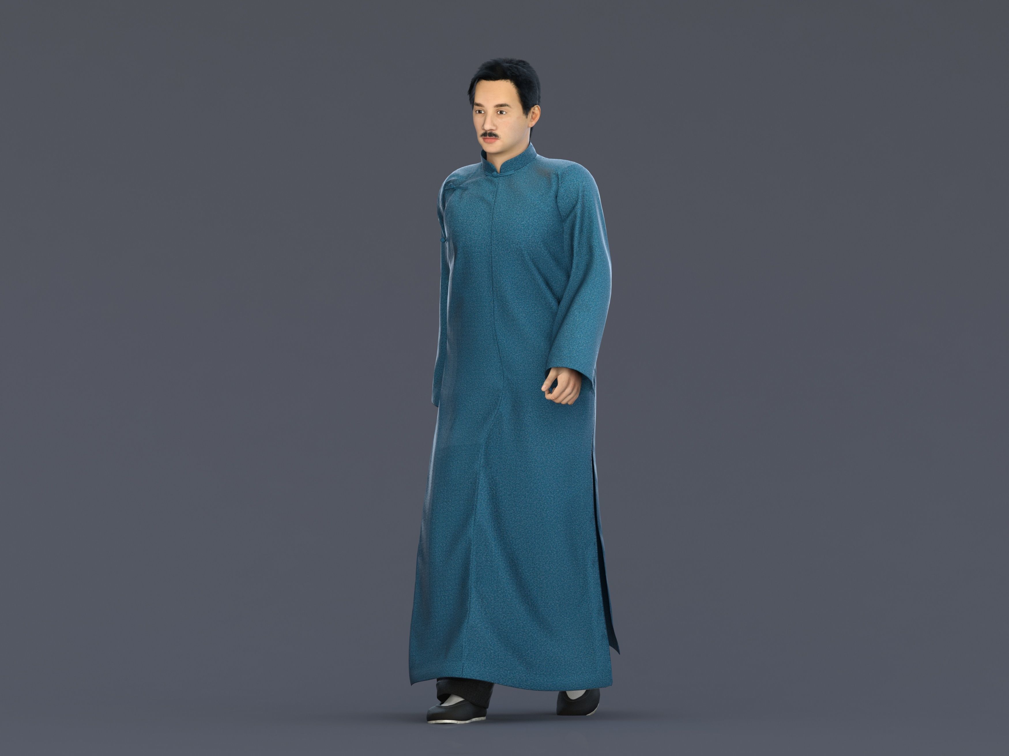 Asian character people Low-poly 3D model_4