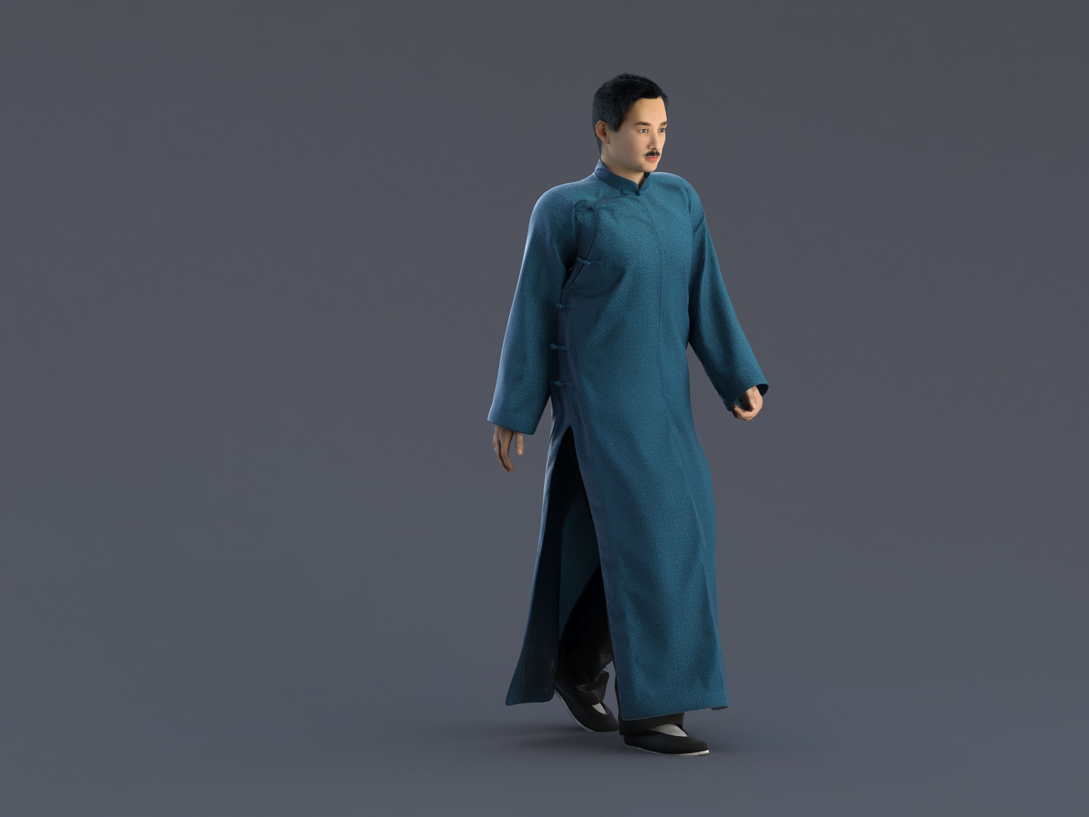 Asian character people Low-poly 3D model_7