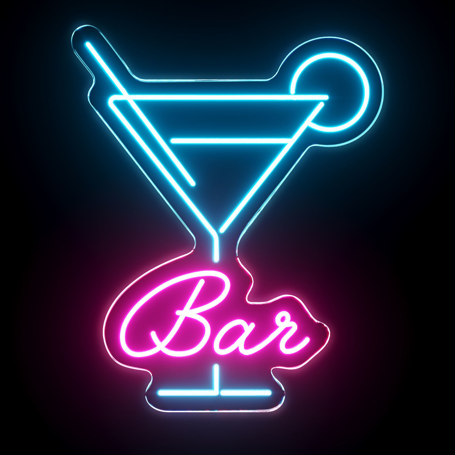 Bar Neon Sign 3D model_1