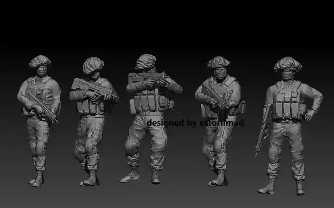 PACK 5 IDF SOLDIERS IN ACTION 3D print model