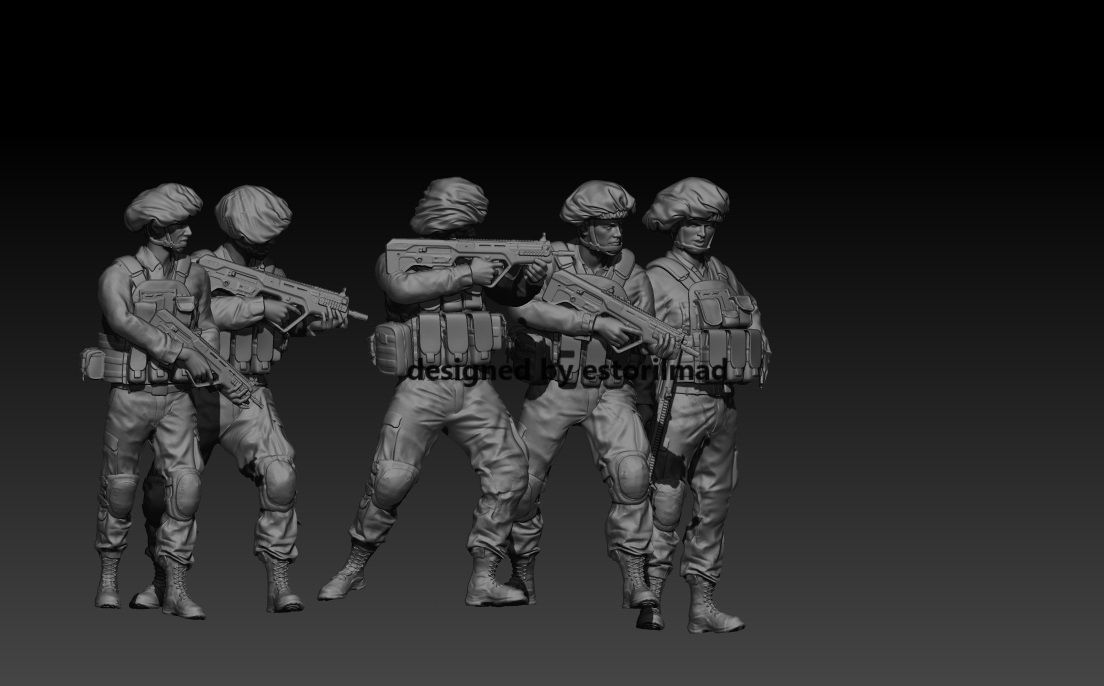 PACK 5 IDF SOLDIERS IN ACTION 3D print model_1