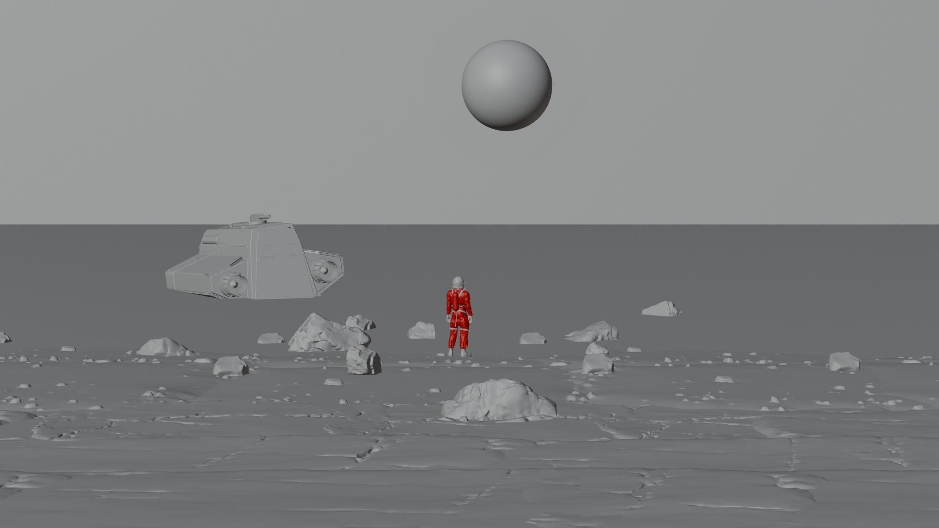 Scifi Beach with Astronaut 3D model_7