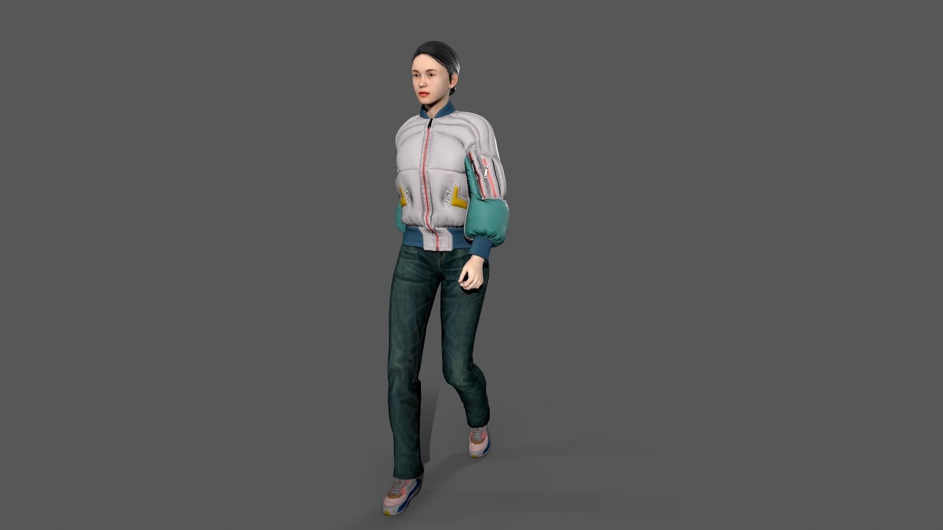 woman Character Low-poly 3D model_8