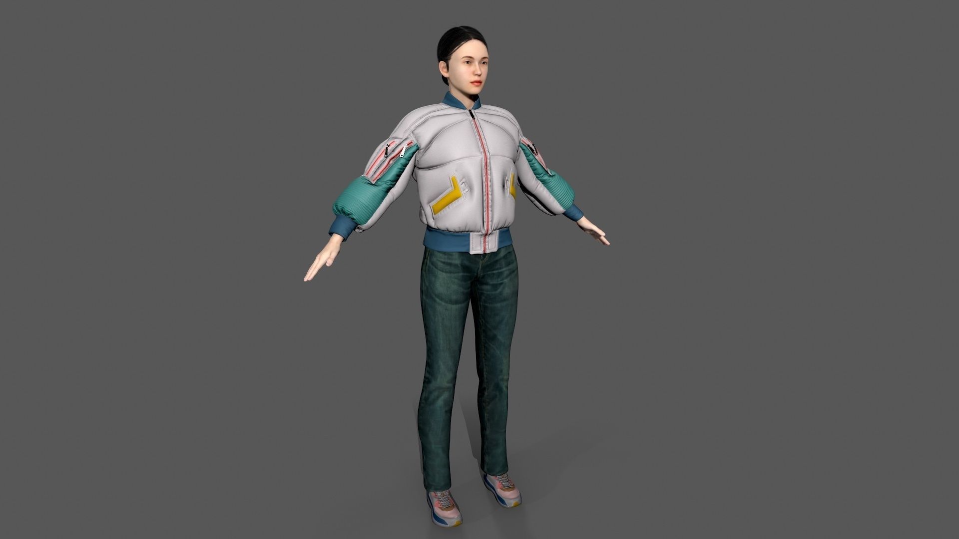 woman Character Low-poly 3D model_4