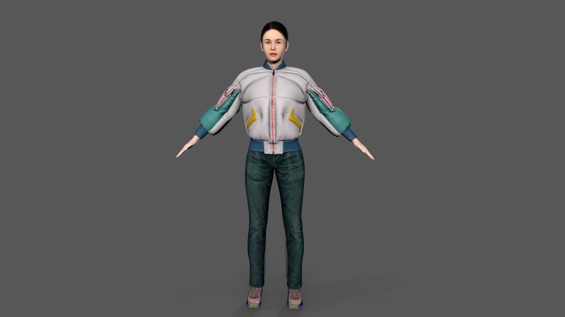 woman Character Low-poly 3D model_5