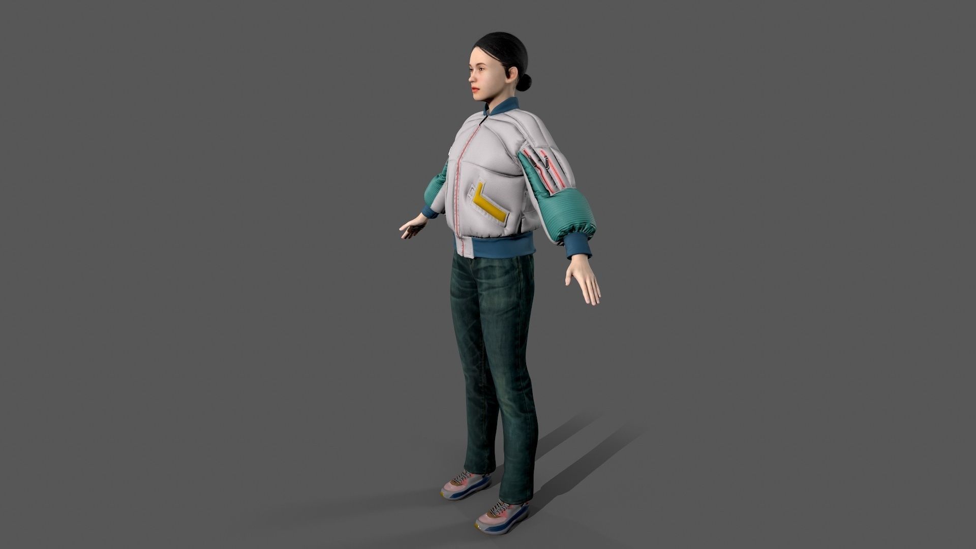 woman Character Low-poly 3D model_1