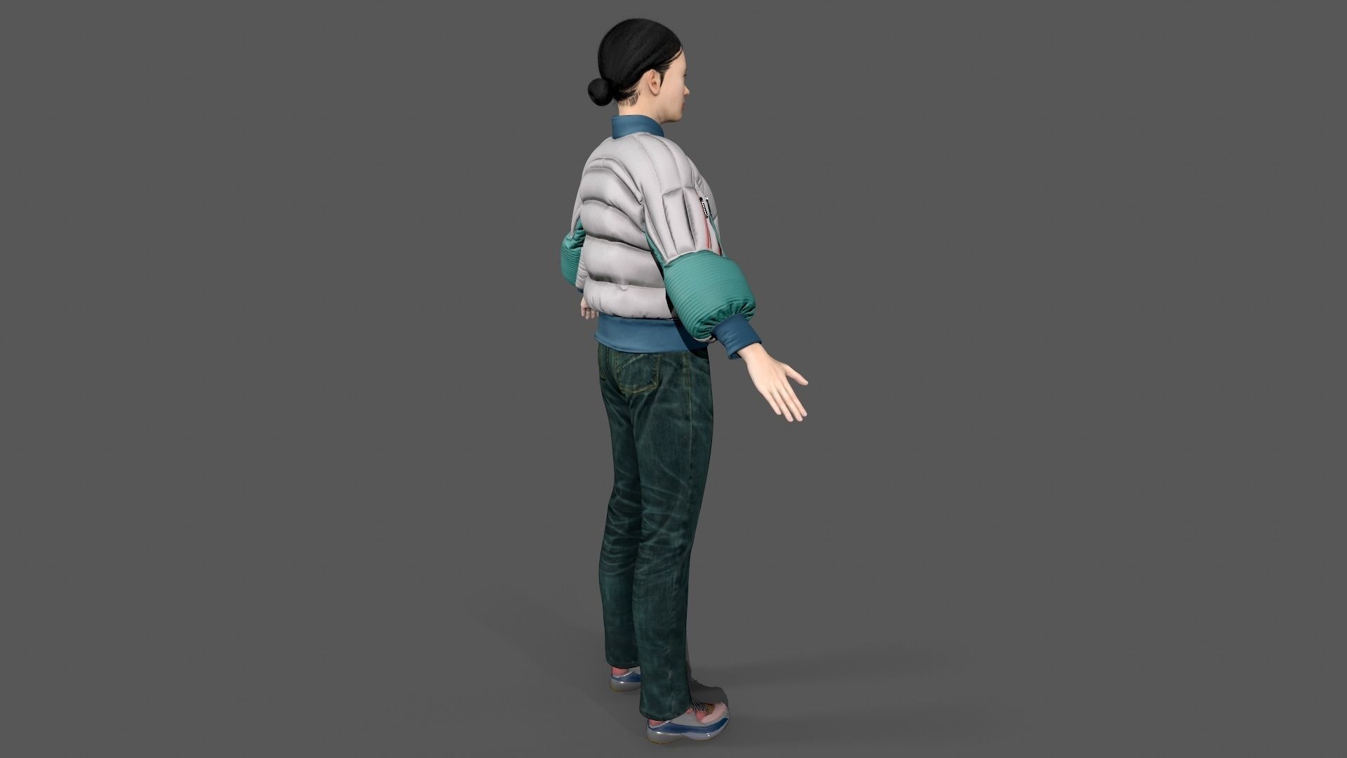woman Character Low-poly 3D model_3