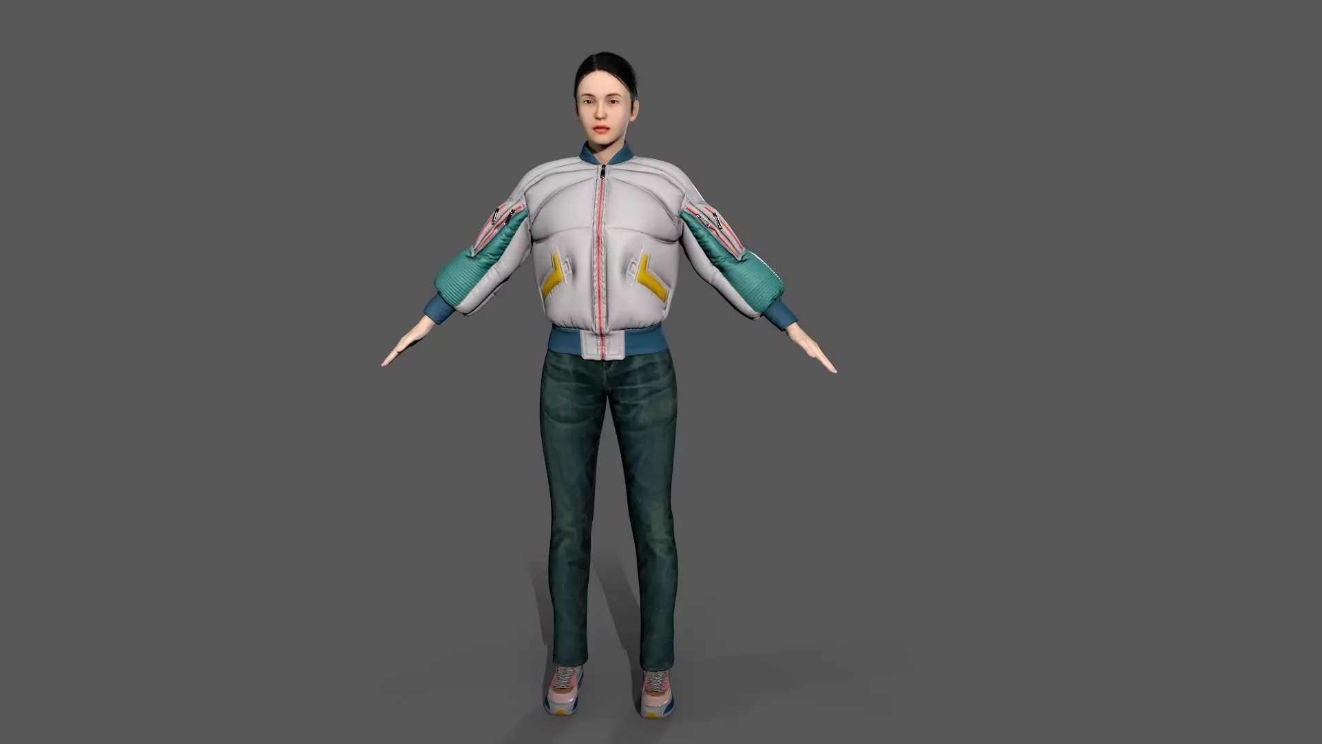 woman Character Low-poly 3D model_0
