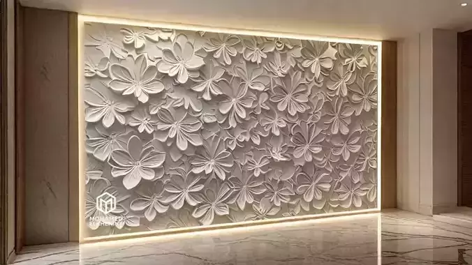 modern panel wall decor set relief stl mural CNC 305 