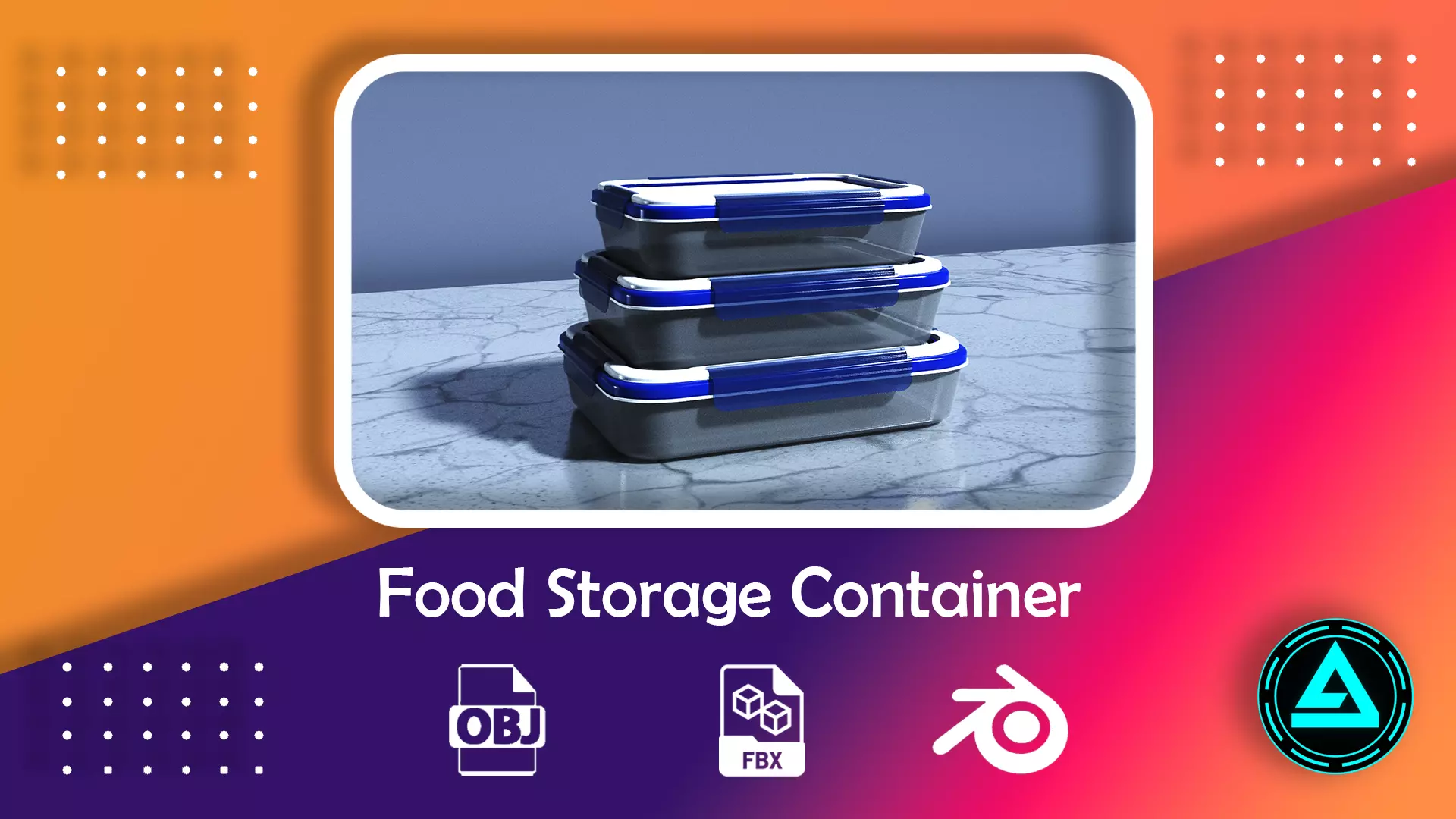 Food Storage Container Low-poly 3D model_0