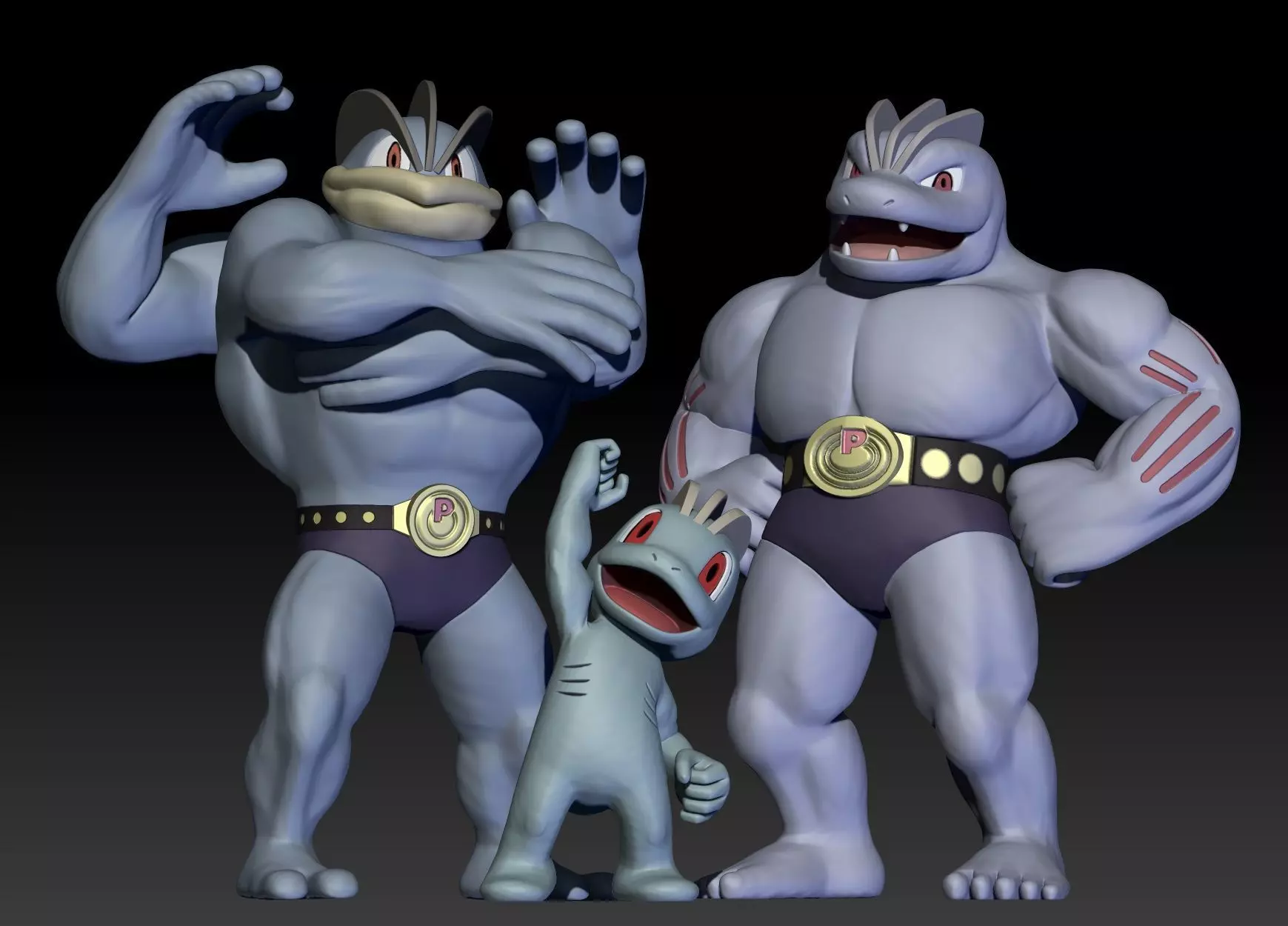 Pokemon Machop Machoke Machamp 3D print model_0
