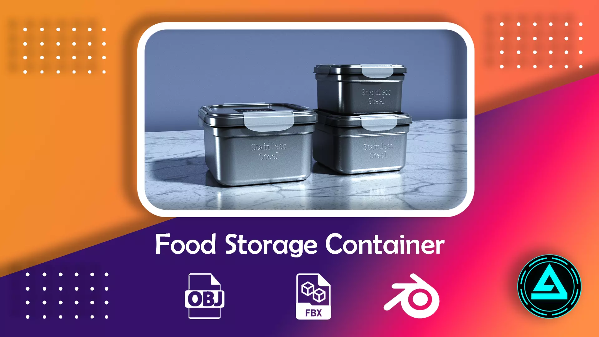 Food Storage Container Low-poly 3D model_0
