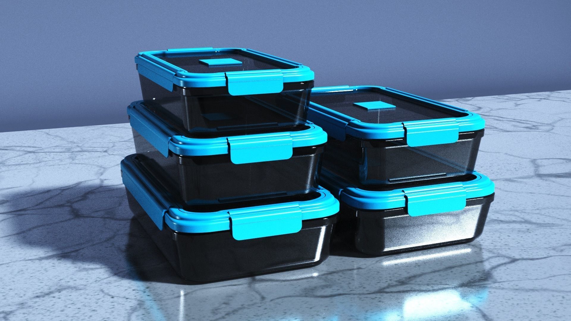 Food Storage Container Low-poly 3D model_1