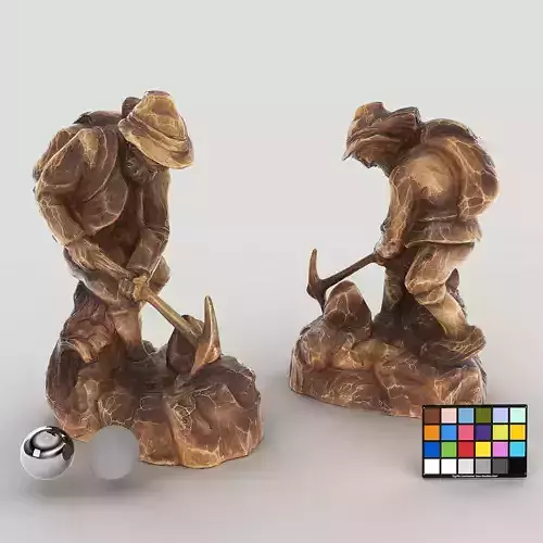 Miner Statue Wood