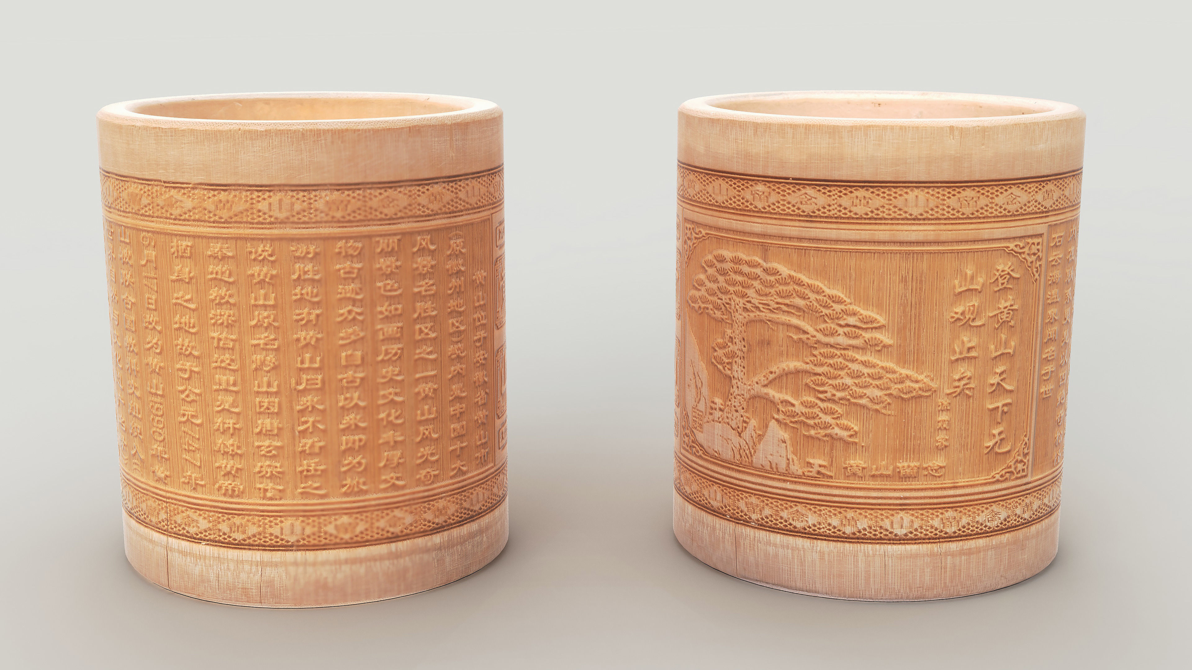 Pen Holder Bamboo Low-poly 3D model_5