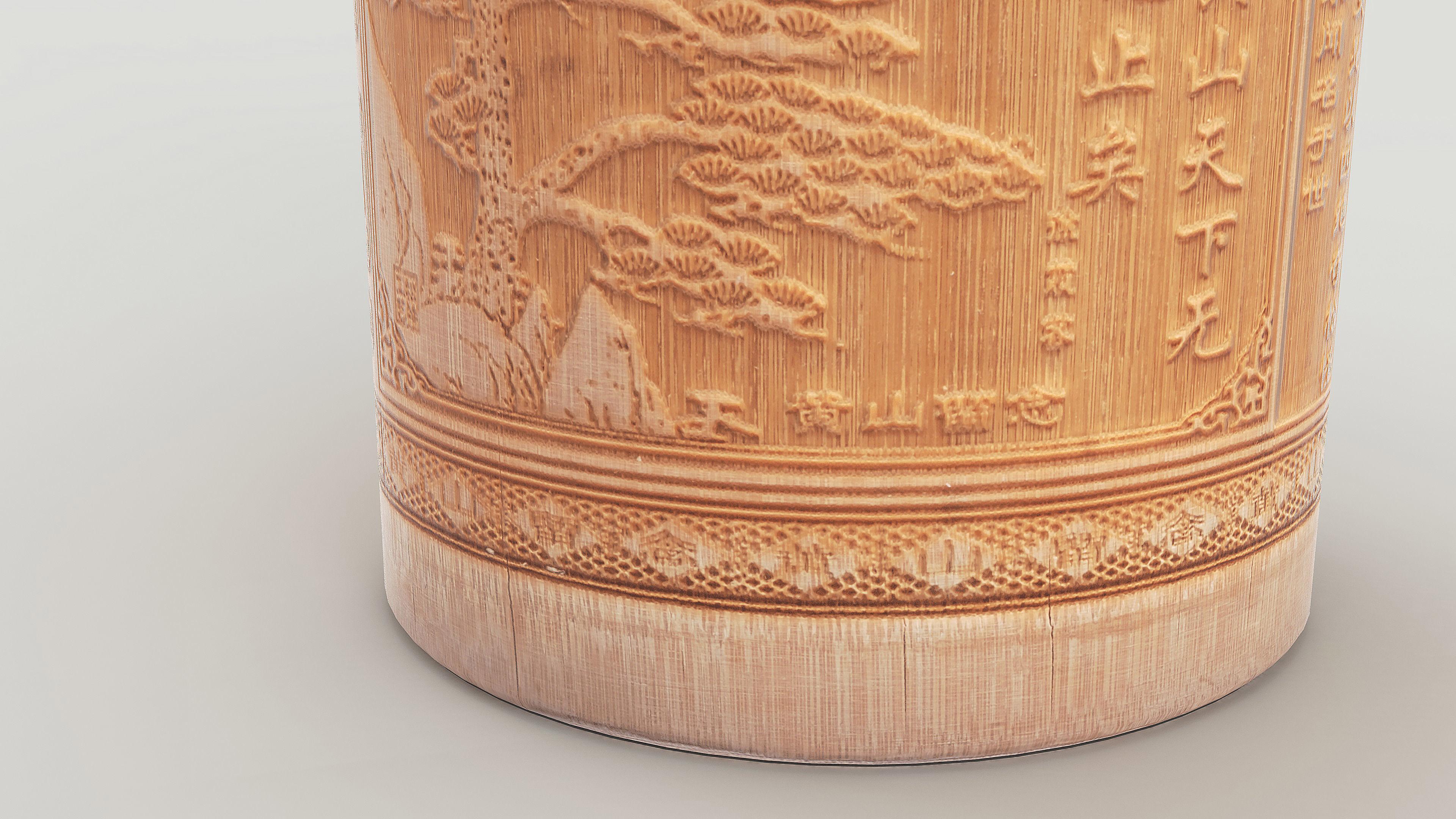 Pen Holder Bamboo Low-poly 3D model_6