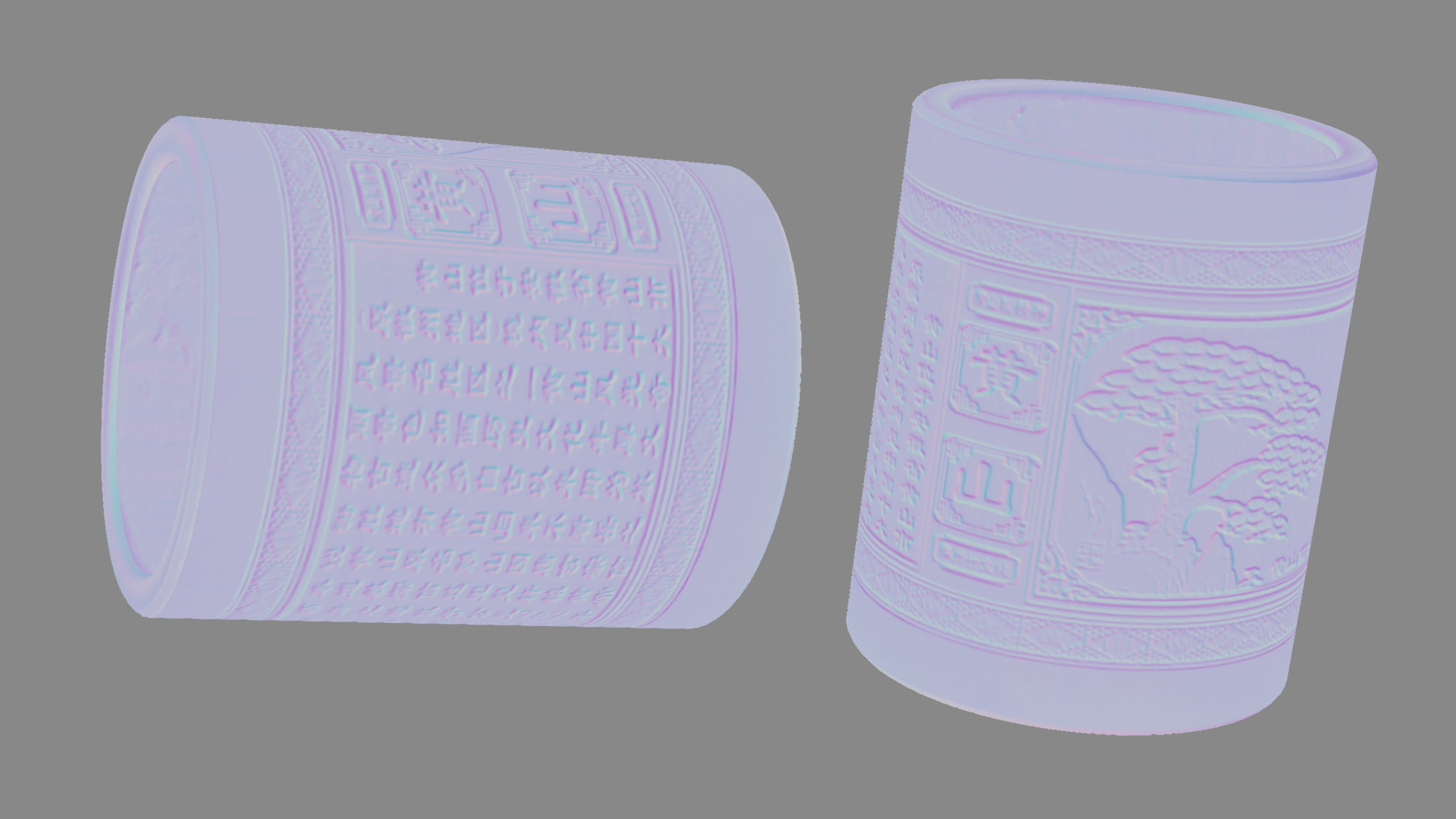 Pen Holder Bamboo Low-poly 3D model_14