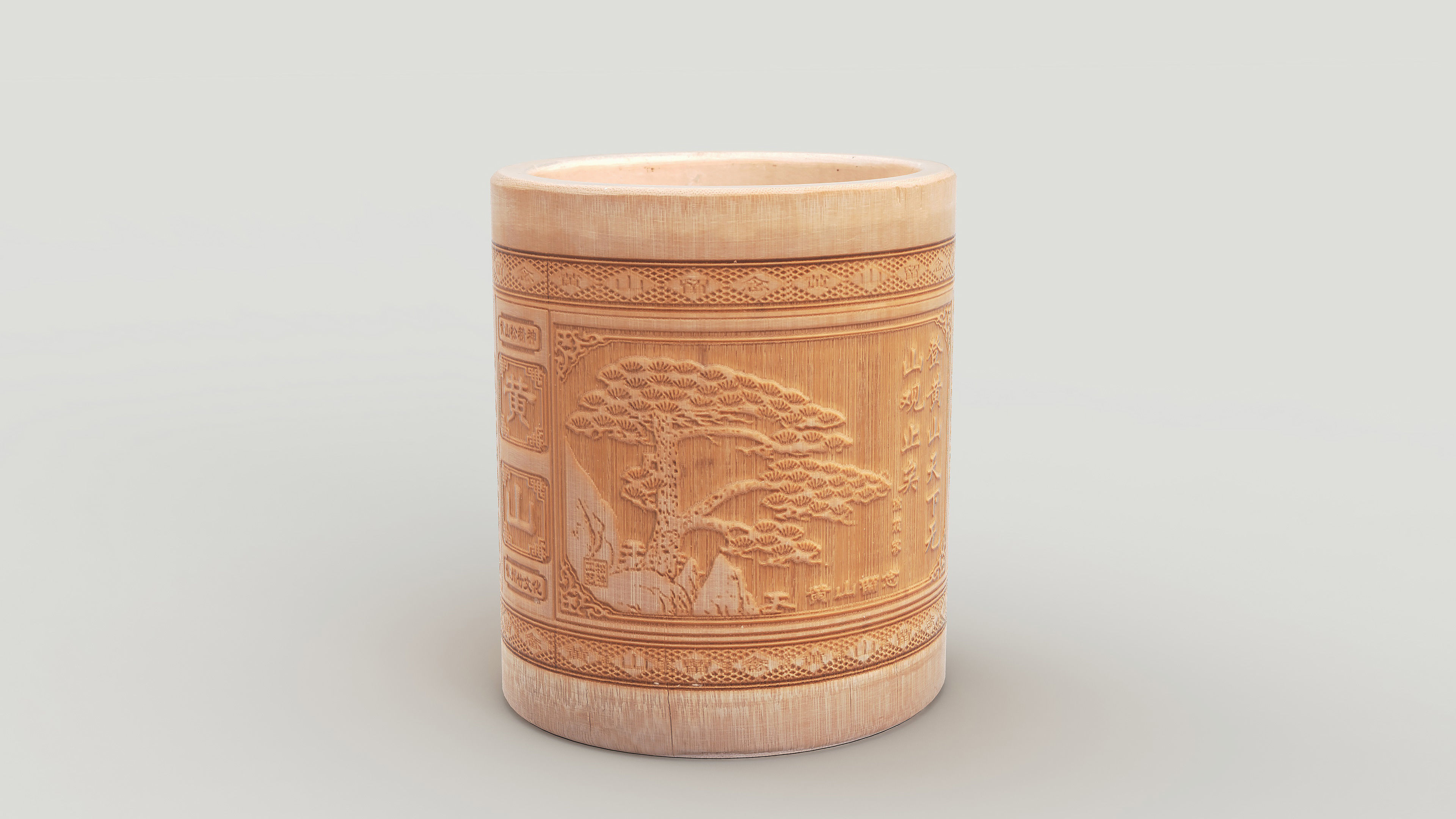 Pen Holder Bamboo Low-poly 3D model_2