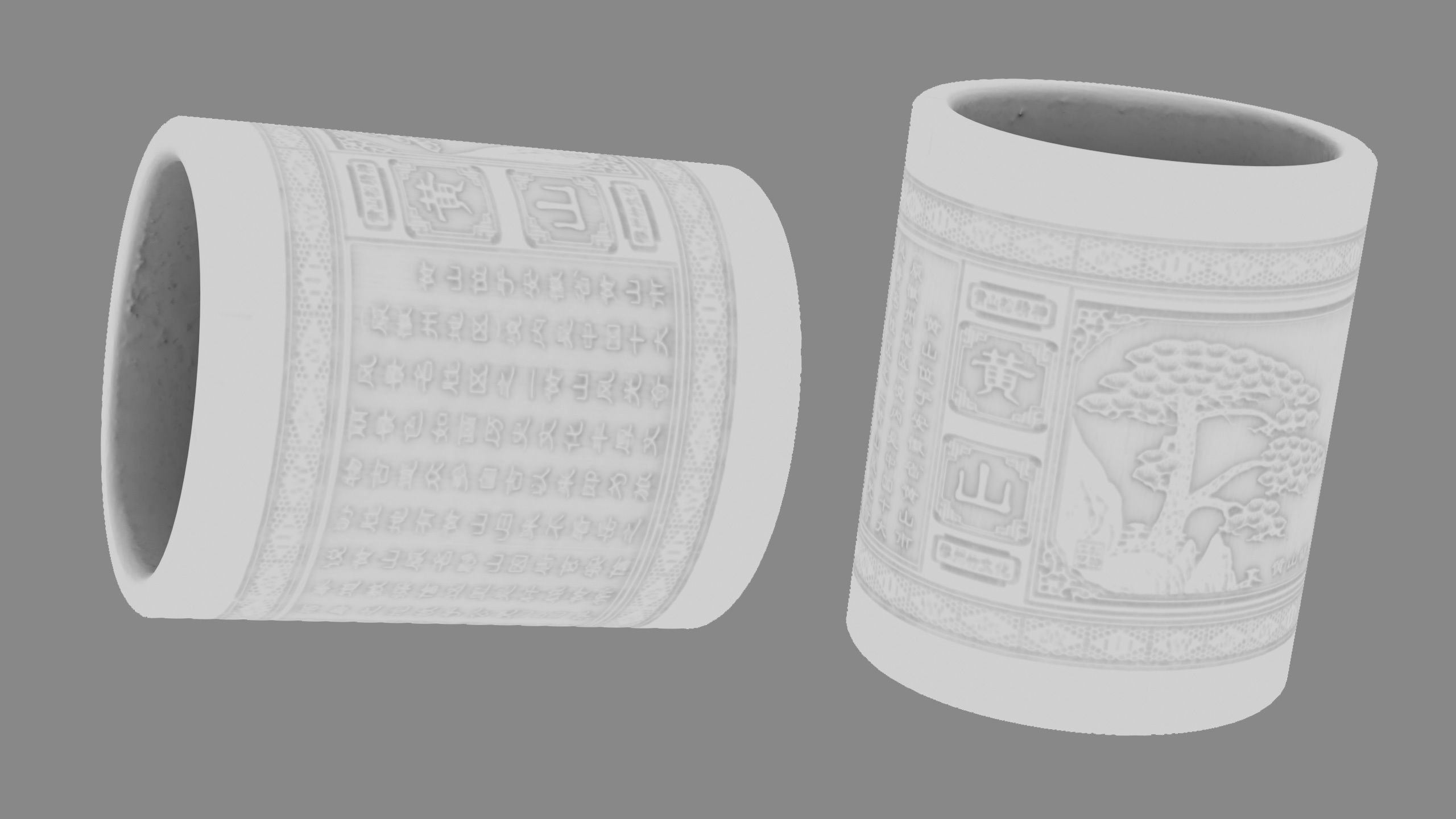 Pen Holder Bamboo Low-poly 3D model_12