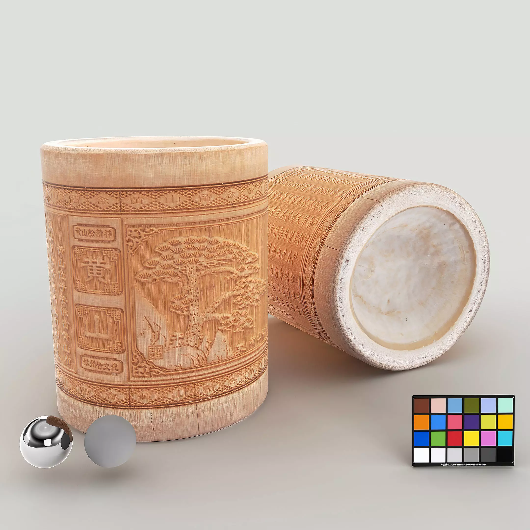 Pen Holder Bamboo Low-poly 3D model_0