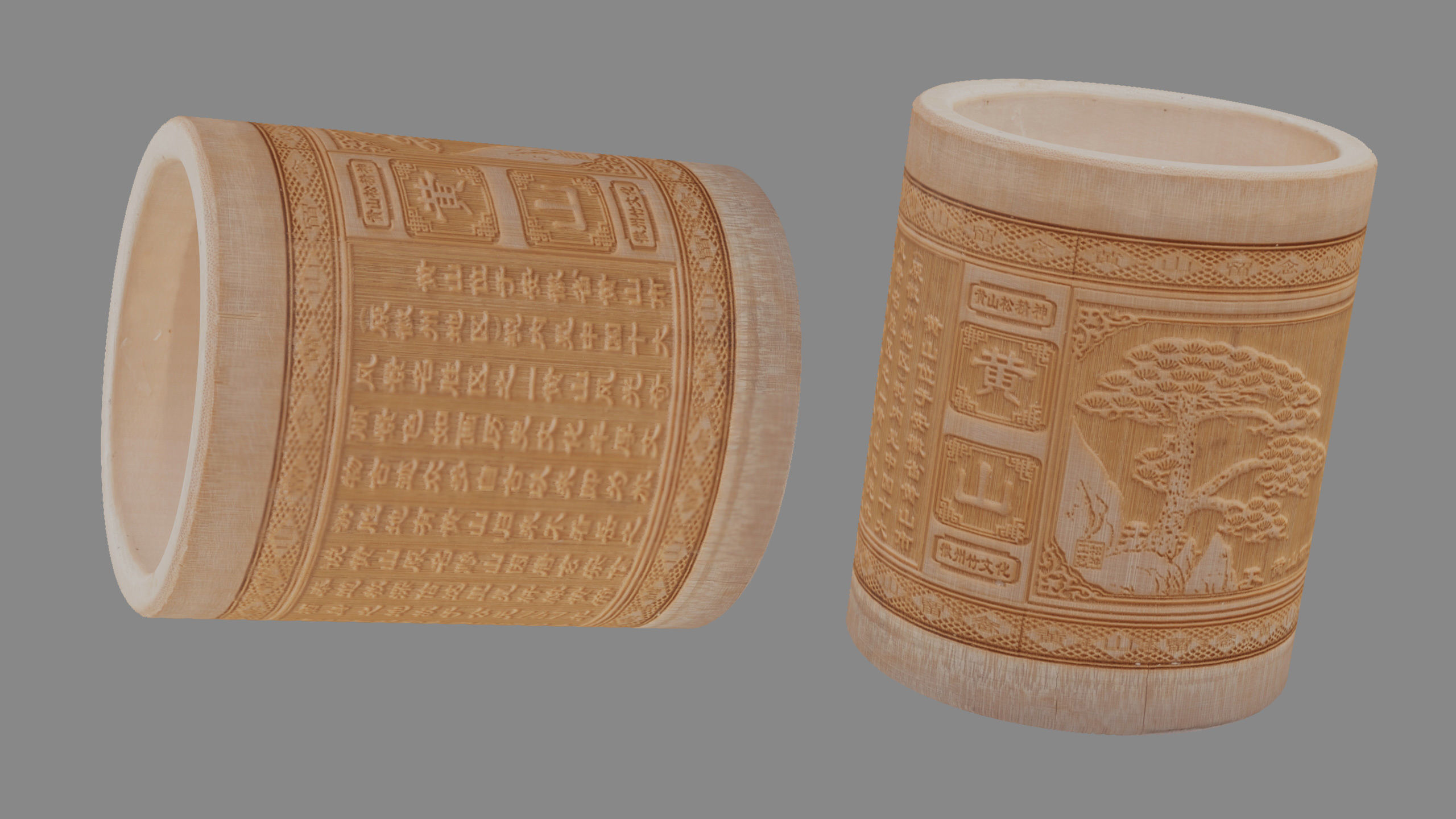 Pen Holder Bamboo Low-poly 3D model_13