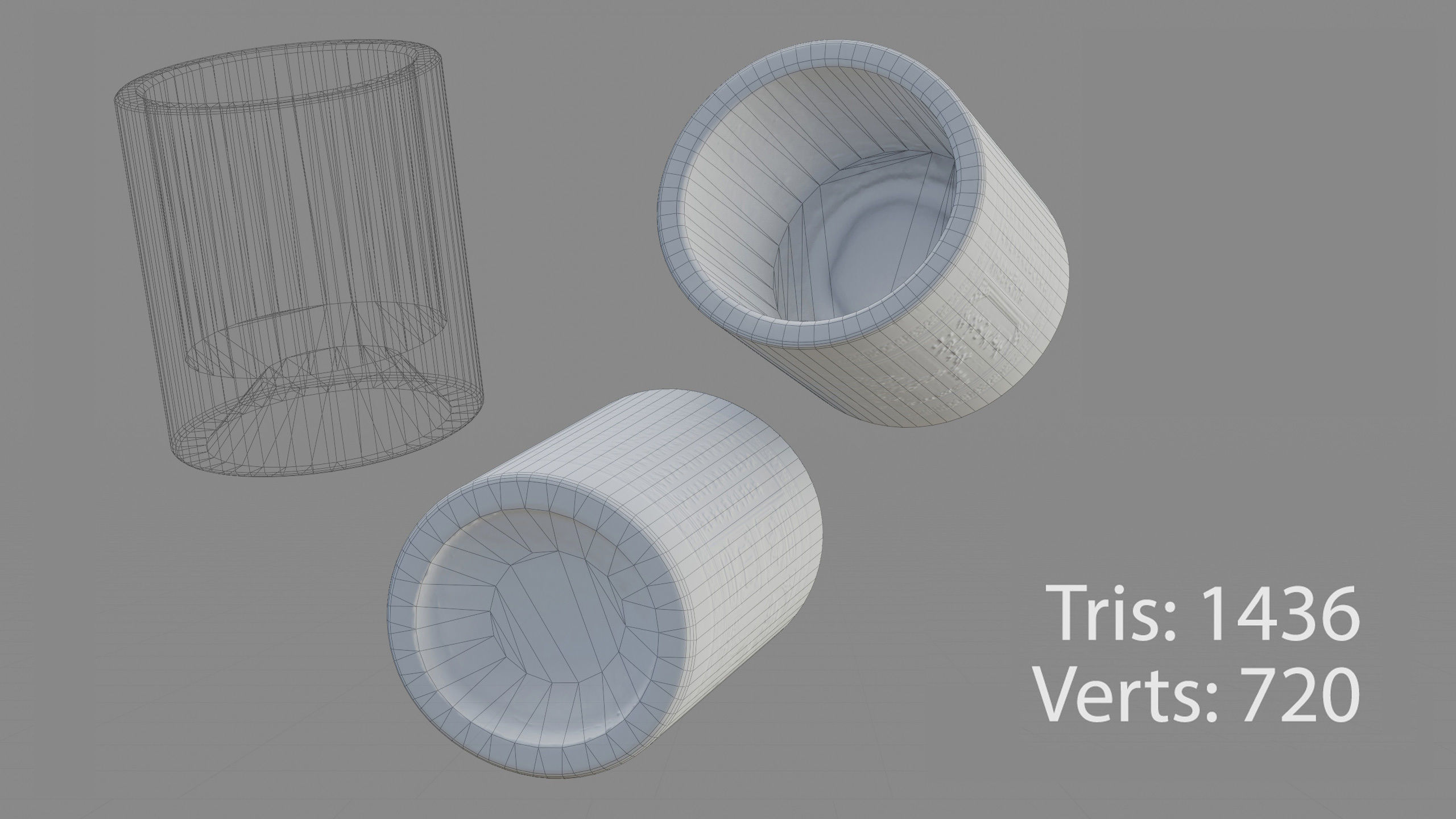 Pen Holder Bamboo Low-poly 3D model_9