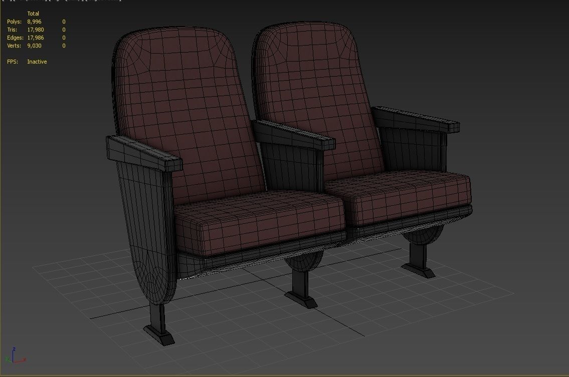 Auditorium Seat M02 Low-poly 3D model_2