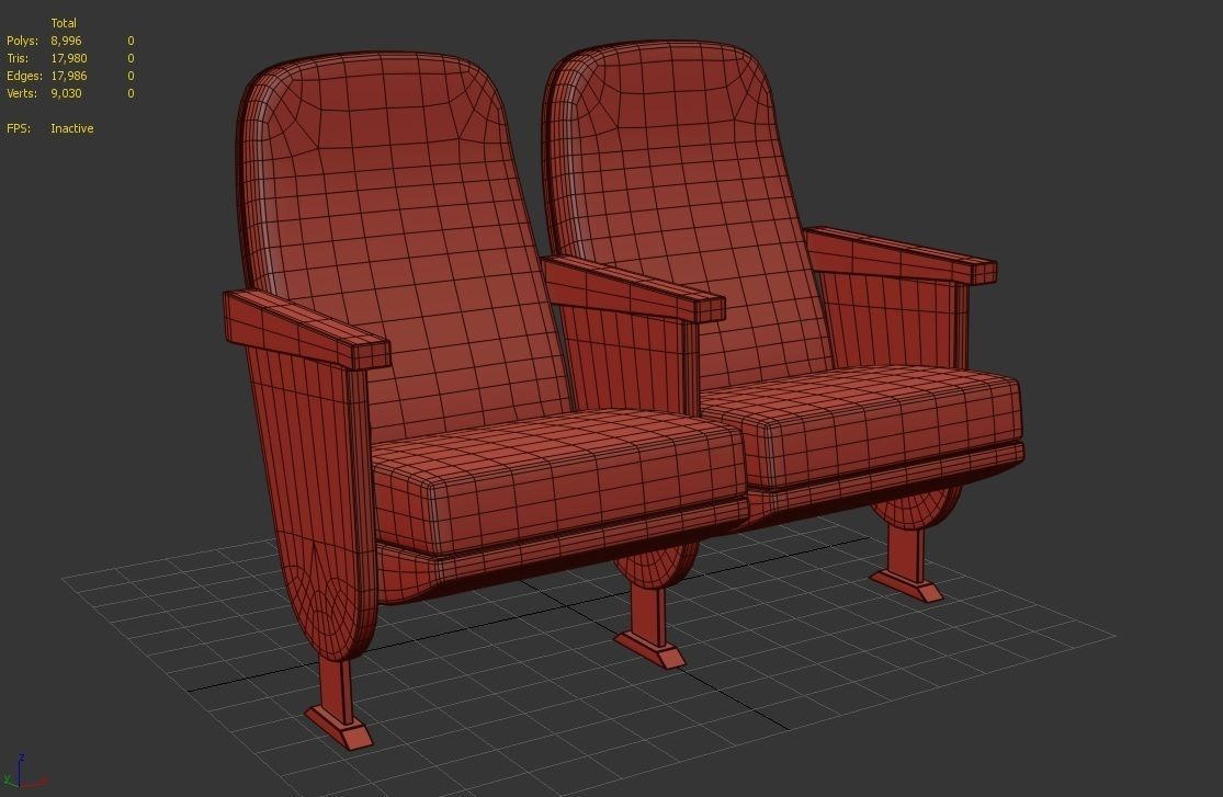 Auditorium Seat M02 Low-poly 3D model_7