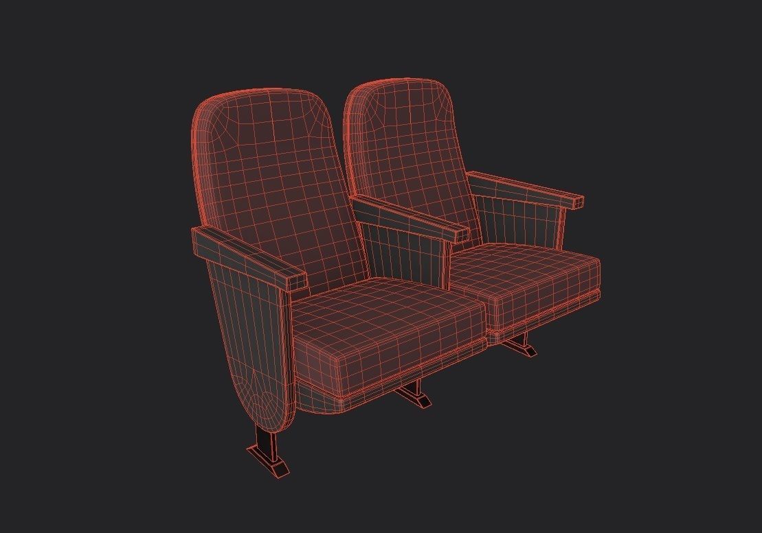 Auditorium Seat M02 Low-poly 3D model_1