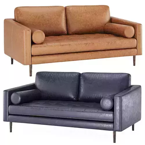 Tanned Leatherette 2 Seater Sofa