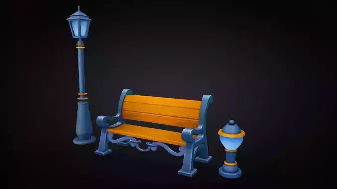 Stylized bench street set