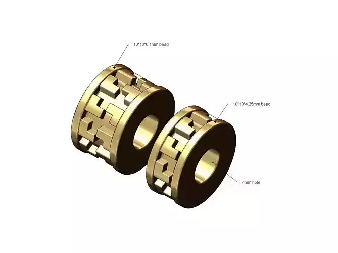 Notched pattern bead and bracelet spacer 3D print model