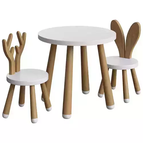 Table with Chairs for Children Rabbit and Deerhorn