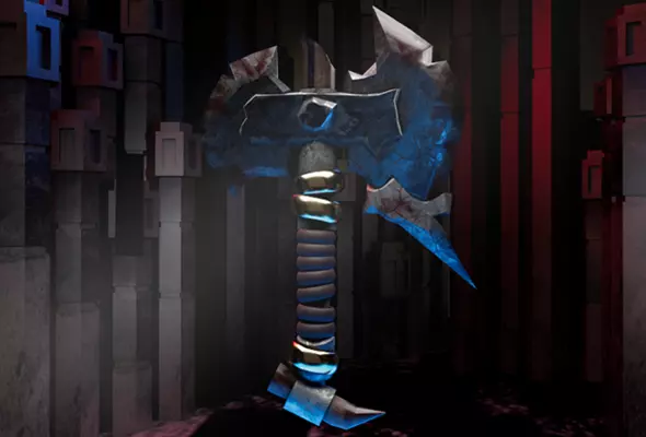 STEEL AXE Low-poly 3D model_0